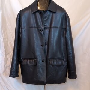 GV Men's Classic Blue/Black Faux Leather Jacket